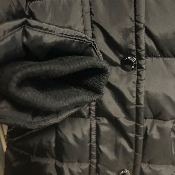 London Fog Faux Fur Trim Hooded Down Puffer Coat - Picture 8 of 10